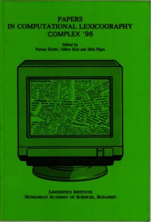 Papers in computational lexicography, COMPLEX '96 Papers in computational lexicography, COMPLEX '96